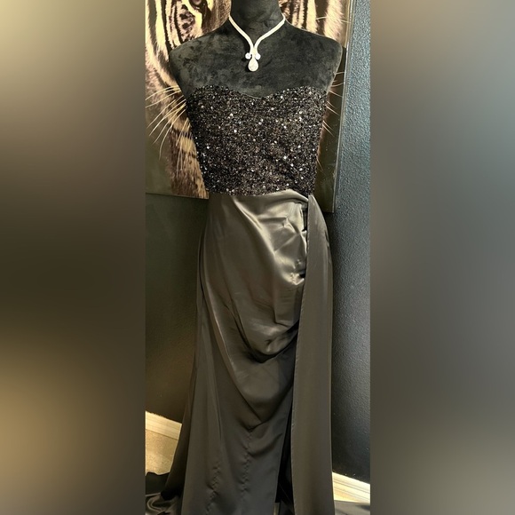 🖤🖤Missord Contrast Sequin Split Thigh Side Draped Formal/Evening Dress🖤SZ L - Picture 16 of 17